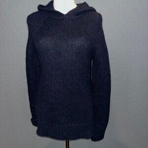 SEAFARER Made in Italy Alpaca Wool Blend Hooded Navy Long Sleeve Sweater EUC -S